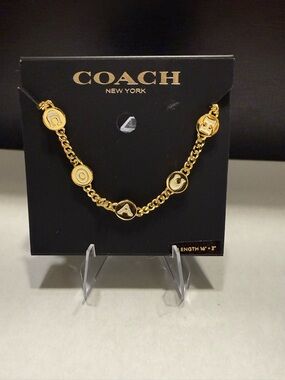 NEW Coach Spell out Gold Tone Enamel Adjustable Bracelet